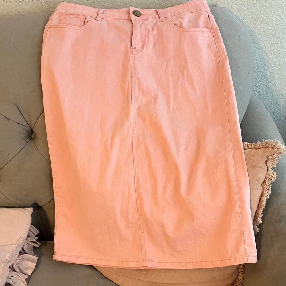 Pink Denim Skirt